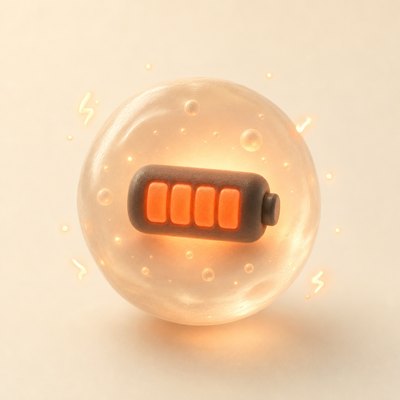 Illustration: the cell with a fully charged, glowing battery