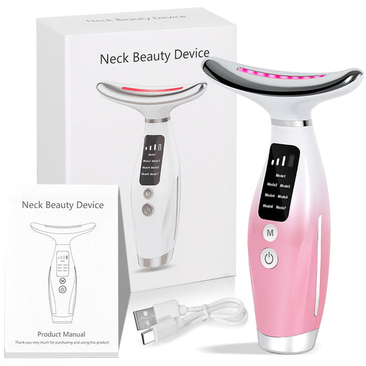 Popular export neck massager with red and blue light for lifting and facial massage, a mini iron-like beauty device sourced directly from the factory.
