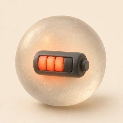 Illustration: a cell with a battery inside, about 70 percent charged